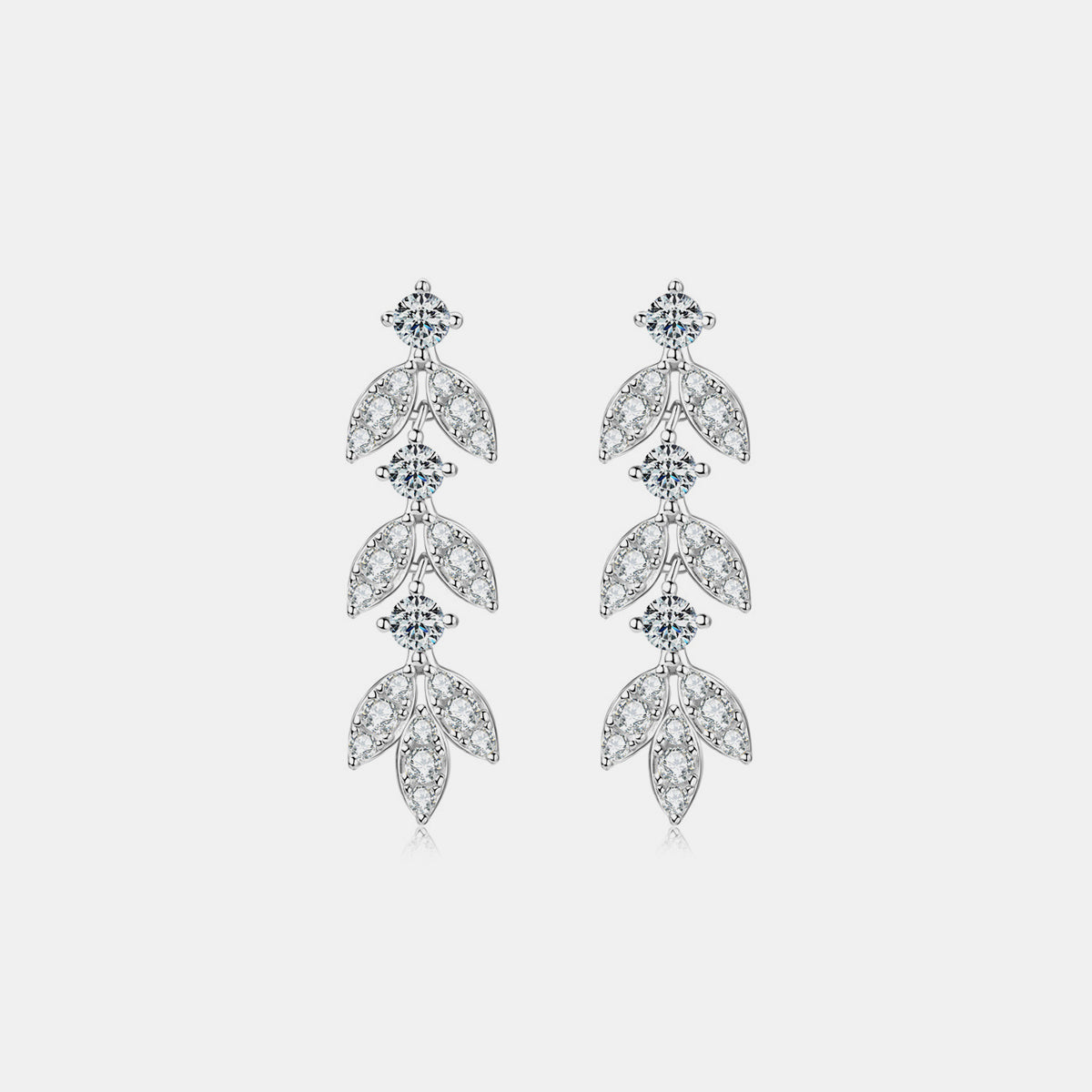 Leaflet Moissanite Earrings in 925 Sterling Silver