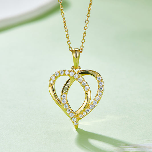 Interlocking Heart Pendant Moissanite Necklace
