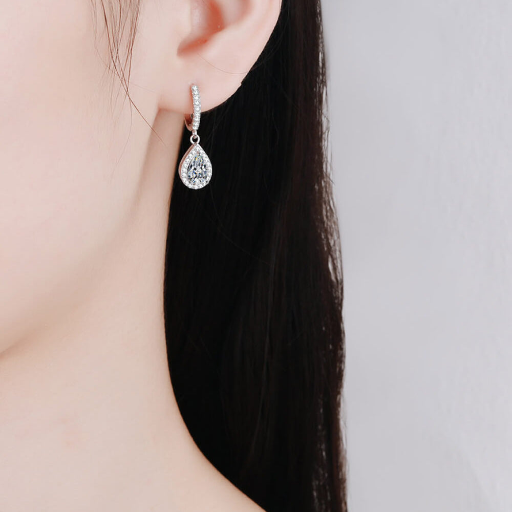 Drip Drop Moissanite Earrings Teardrop Style
