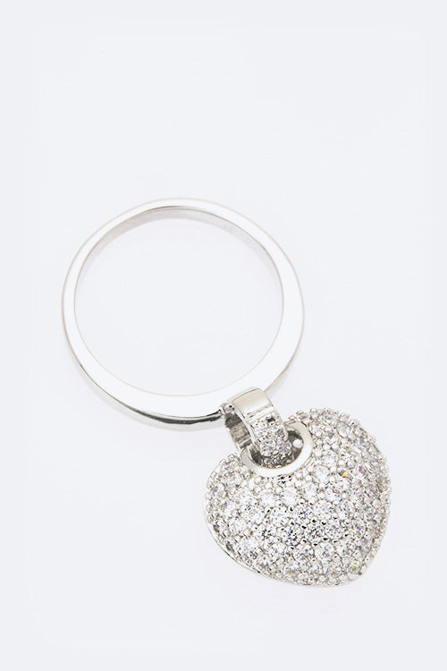 Cubic Zirconia Heartshine Charm Ring