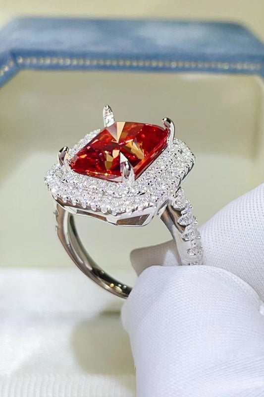 Crimson Royale 2K Moissanite 925 Sterling Silver Ring