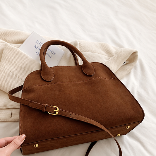 Classic Suede Satchel Convertible Top Handle & Crossbody Bag