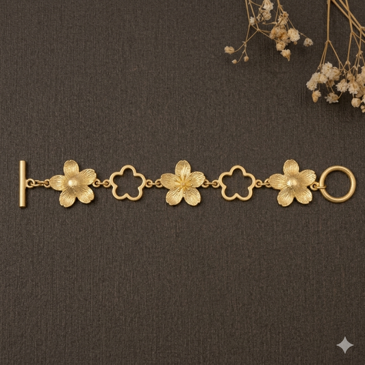 18K Gold-Plated Cutout Flower Bracelet