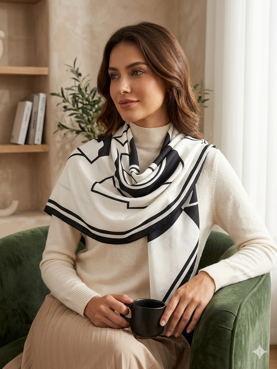 Satin Bloom Polyester Scarf