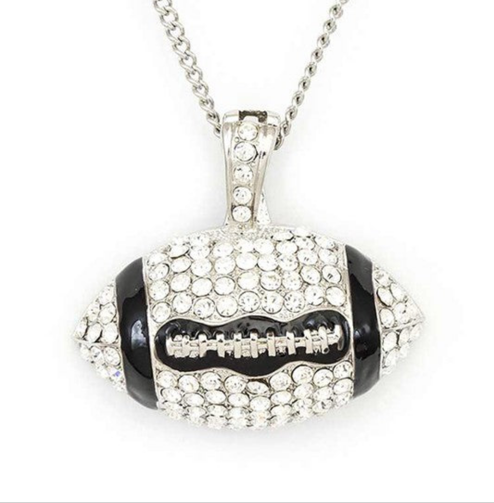 Football Fan Crystal Pendant Necklace