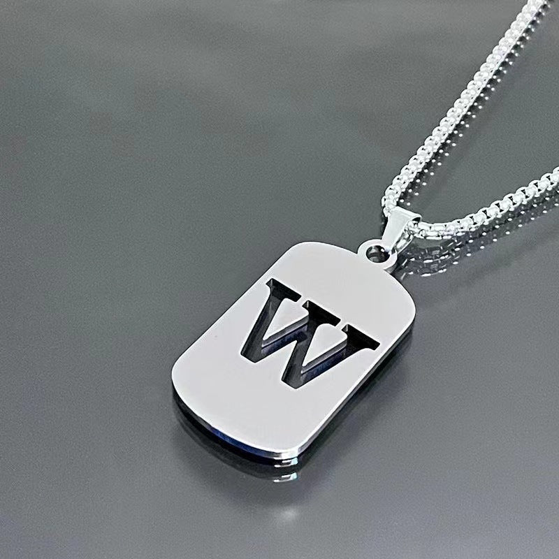 Titanium Steel Letter Tag Unisex Necklace