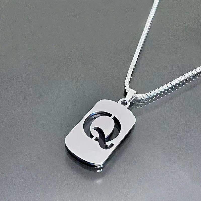 Titanium Steel Letter Tag Unisex Necklace