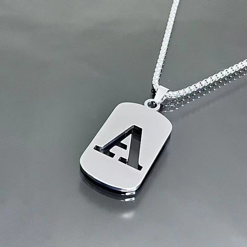 Titanium Steel Letter Tag Unisex Necklace