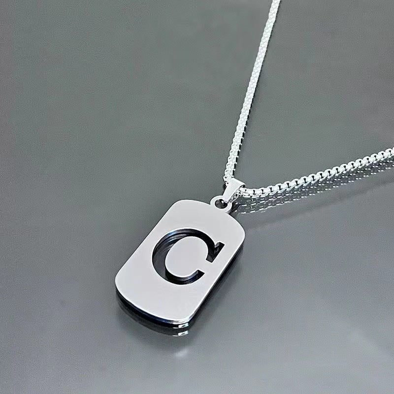 Titanium Steel Letter Tag Unisex Necklace