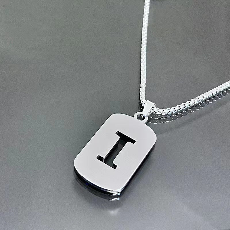Titanium Steel Letter Tag Unisex Necklace