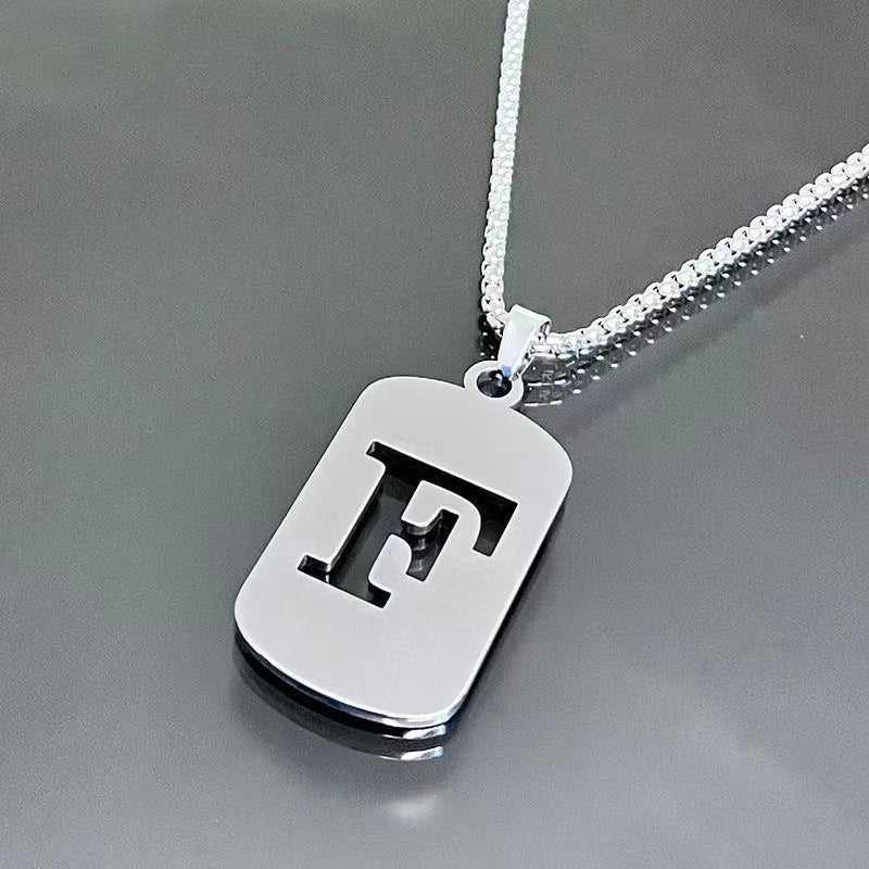 Titanium Steel Letter Tag Unisex Necklace