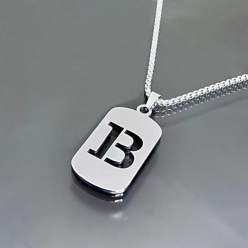 Titanium Steel Letter Tag Unisex Necklace