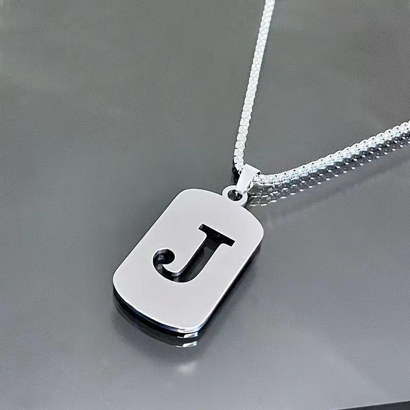 Titanium Steel Letter Tag Unisex Necklace