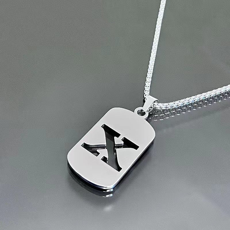 Titanium Steel Letter Tag Unisex Necklace