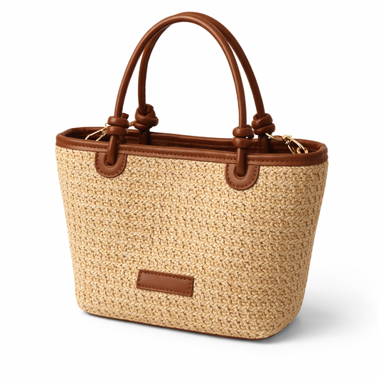 Mini Straw Tote and Crossbody Bag