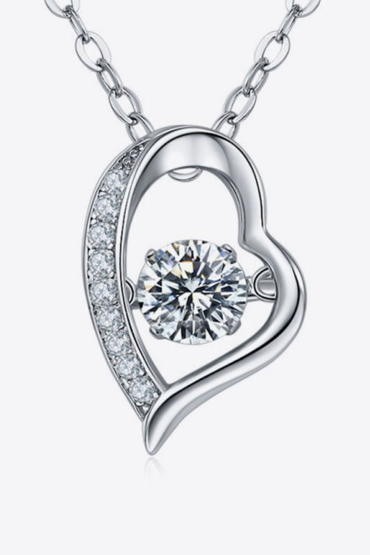 Classic 925 Sterling Silver Moissanite Heart Pendant Necklace