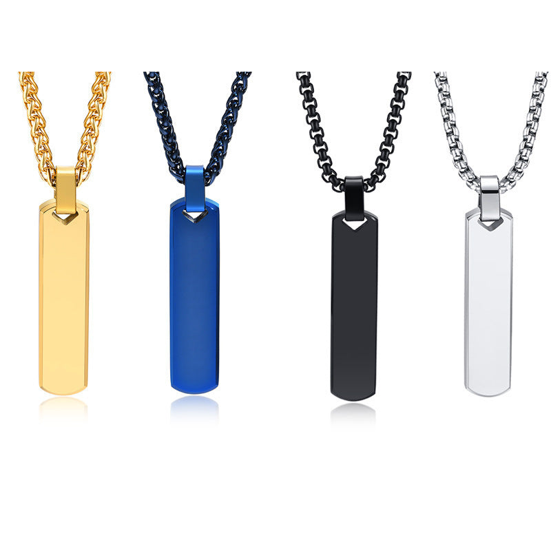 Stainless Steel 3D Rectangular Necklace