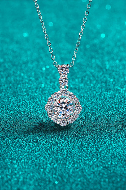 Brilliant Bloom Moissanite Pendant Silver Necklace