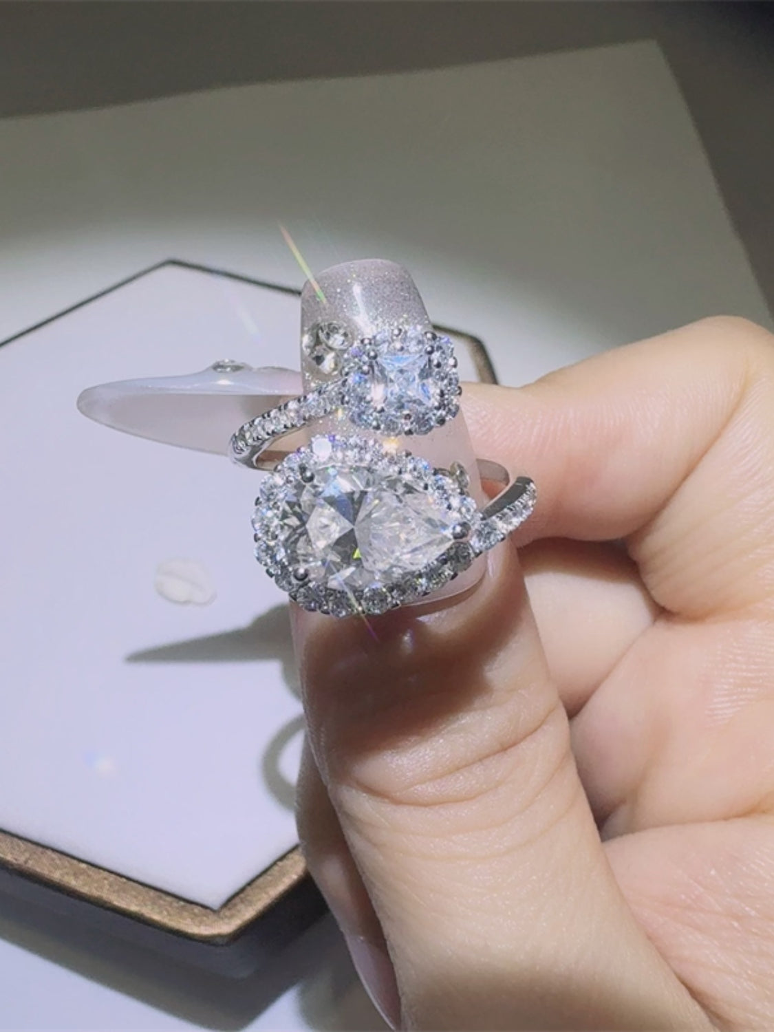 Enchanted Duo Bypass Ring in 925 Sterling Silver