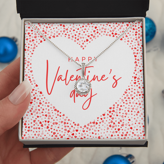 Valentine's Day Message Jewelry Card | Cushion-Cut Necklace | Gift for Her