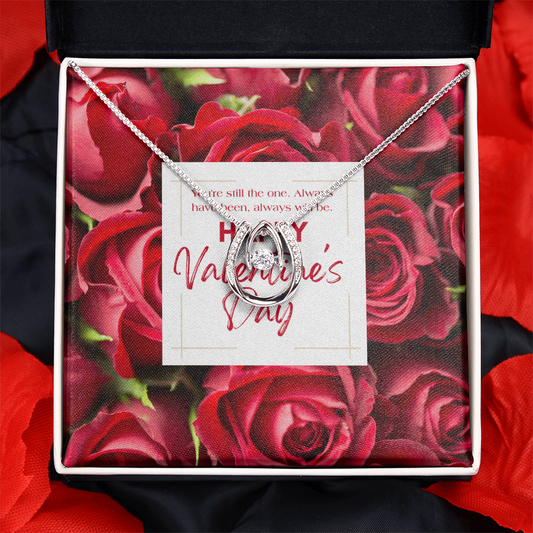 You're Still The One | Horseshoe Crystal Necklace | Valentine's Day Message Jewelry Card for Her