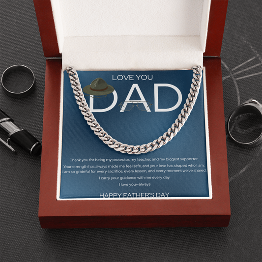 Father's Day Gift Box | Love You Dad | Stainless Steel Cuban Link Necklace