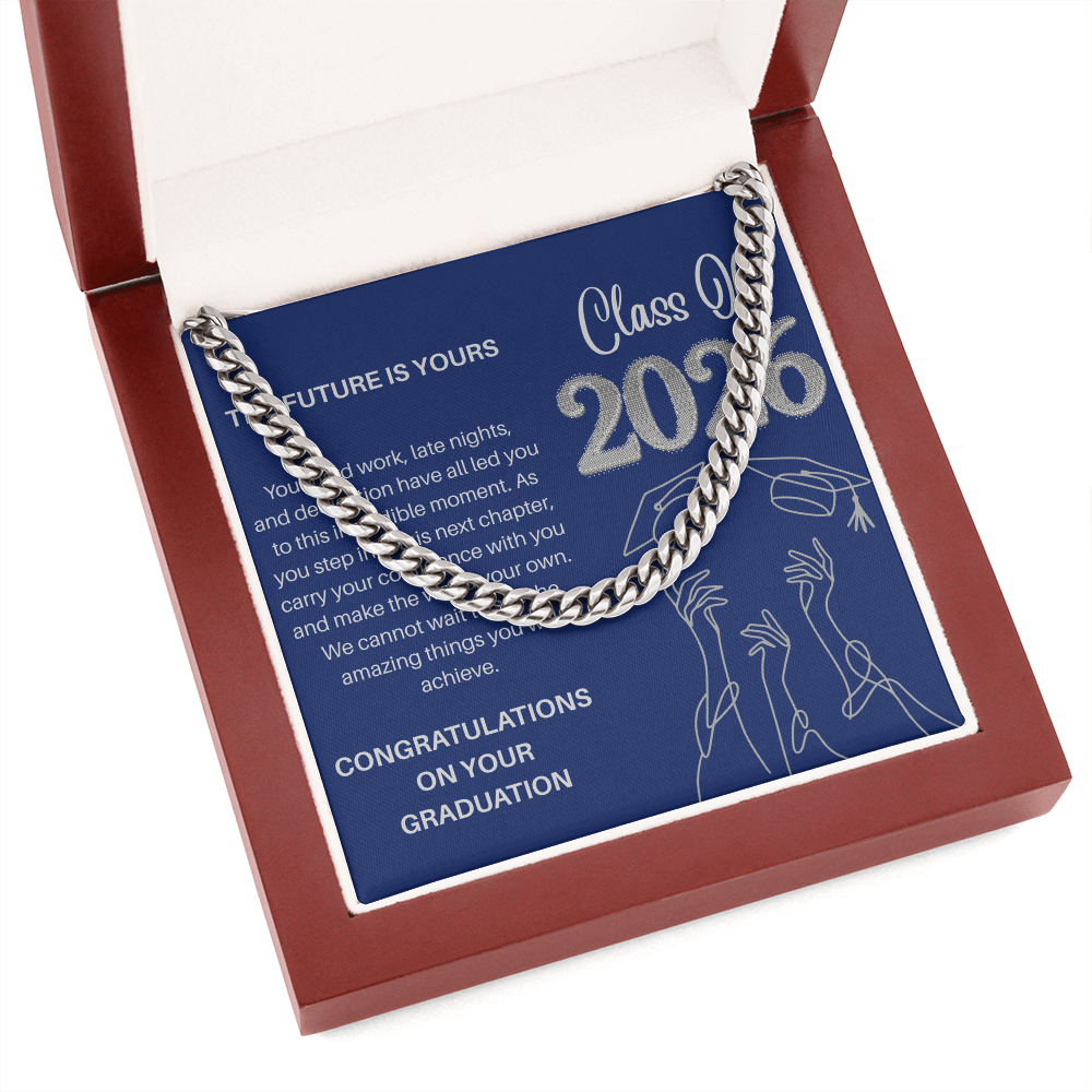 Class of 2026 Graduation Gift for Him | Men's Cuban Link Chain & Inspirational Message Card |Jewelry Charm & Dazzle