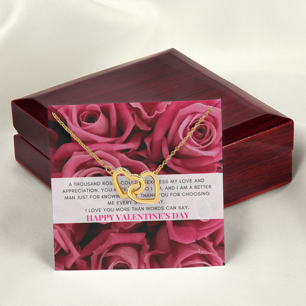 Interlocking Heart Necklace | Heartfelt Jewelry Message Card | Pink Coquette themed Valentine's Gift Box