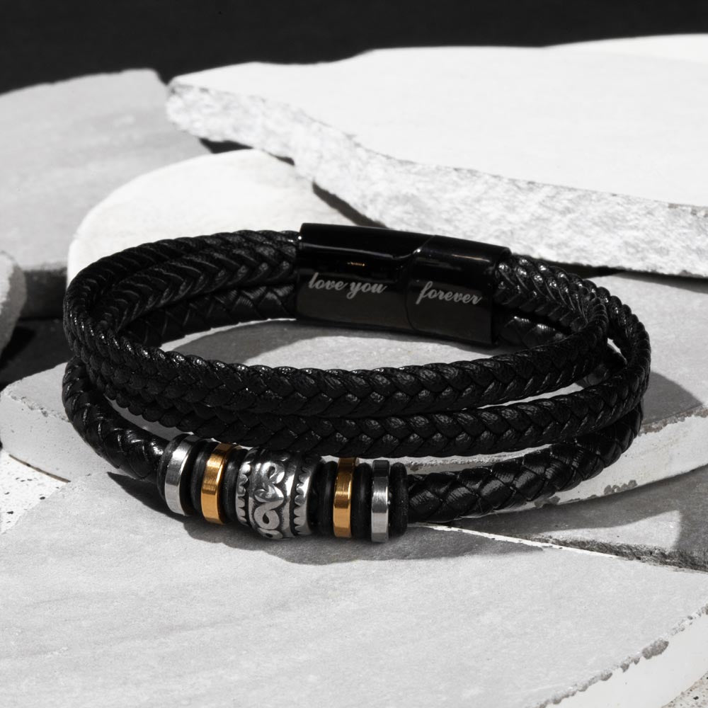 Ride or Die Valentine's Gift for Him | Men's Braided Leather Bracelet | Jewelry Message Card