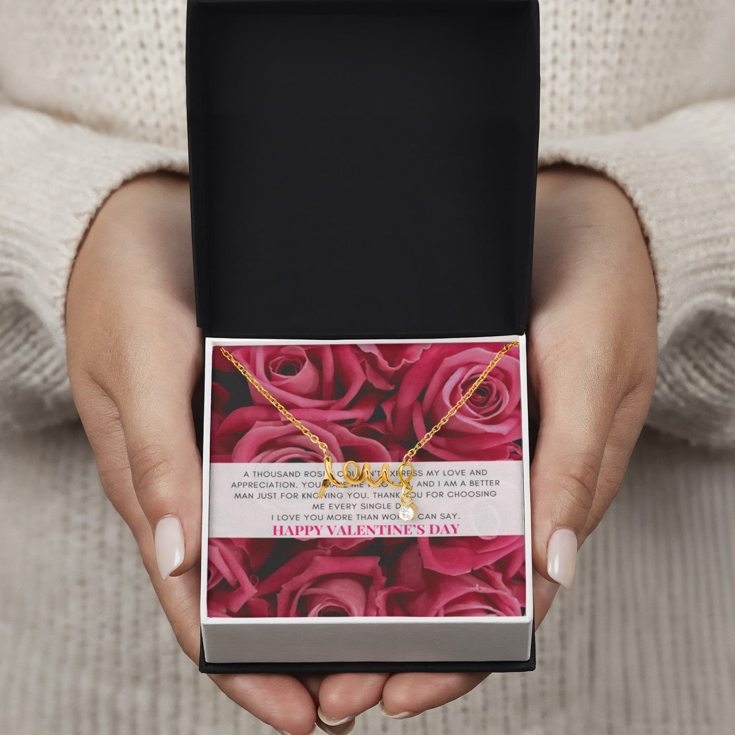 Love Script Signature Necklace | A thousand roses couldn't express my love | Valentine's Day Message