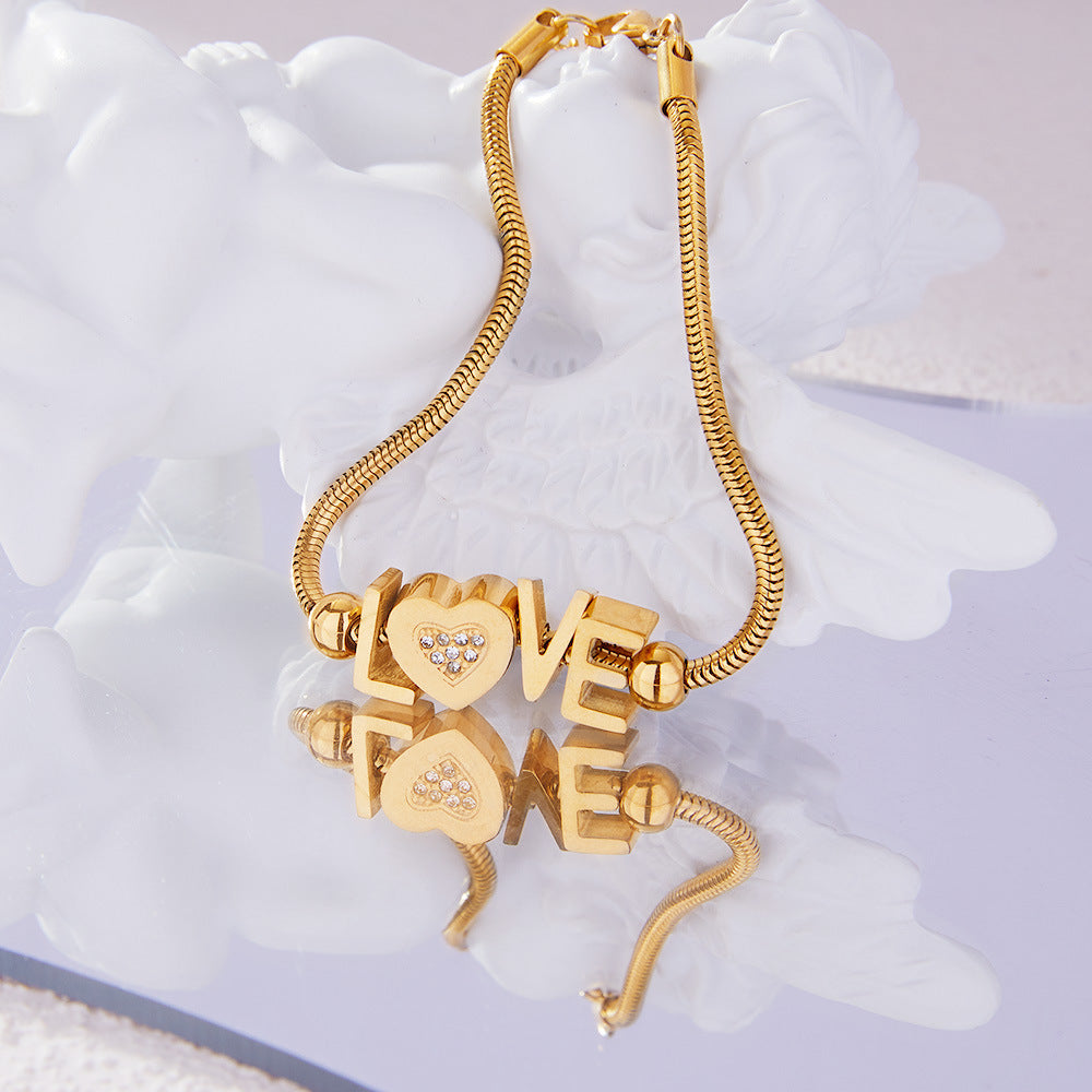L❤️VE 18K Gold-plated Rhinestone Bracelet