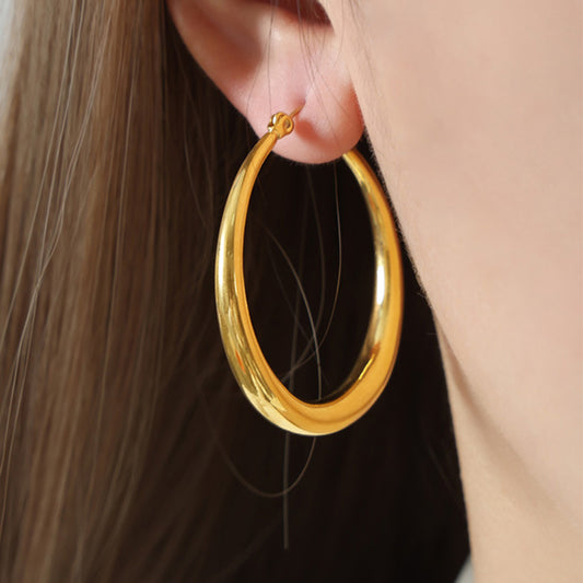 18K Gold-Plated Round Hoop Earrings
