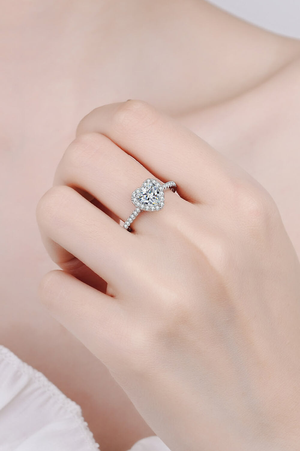 Heart-Shaped 1K Moissanite Ring