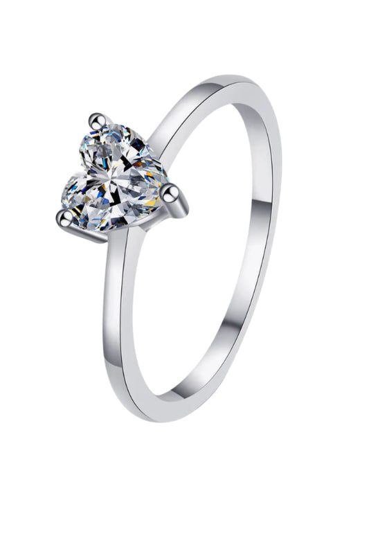The Lone Heart Solitaire Moissanite & 925 Sterling Silver Ring