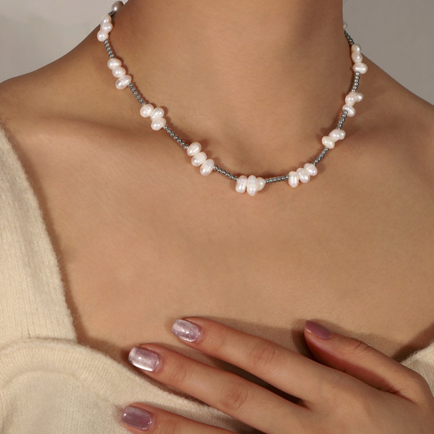 Authentic Freshwater Pearl Beaded Necklace