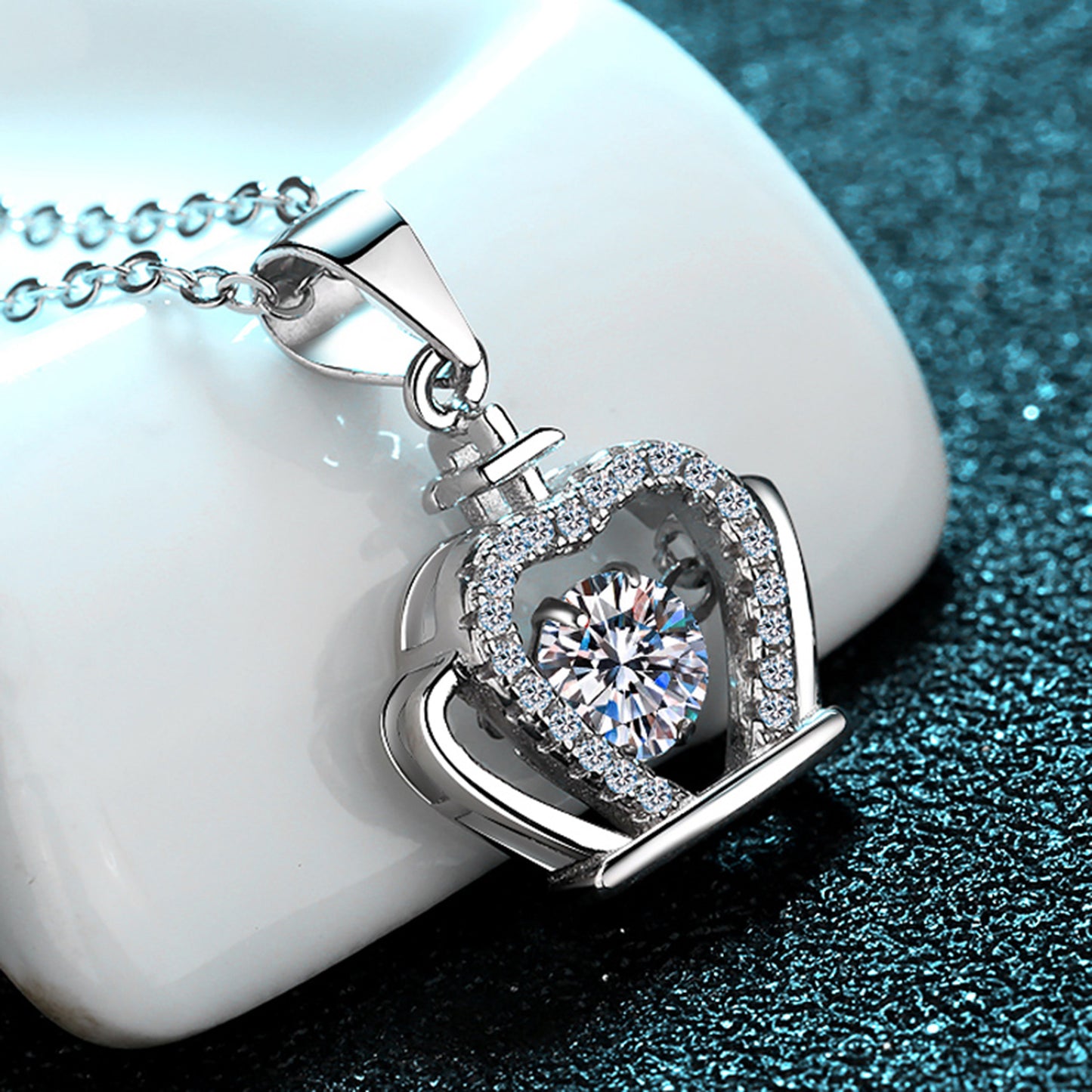 The Queen's Crown Pendant Necklace in 925 Sterling Silver