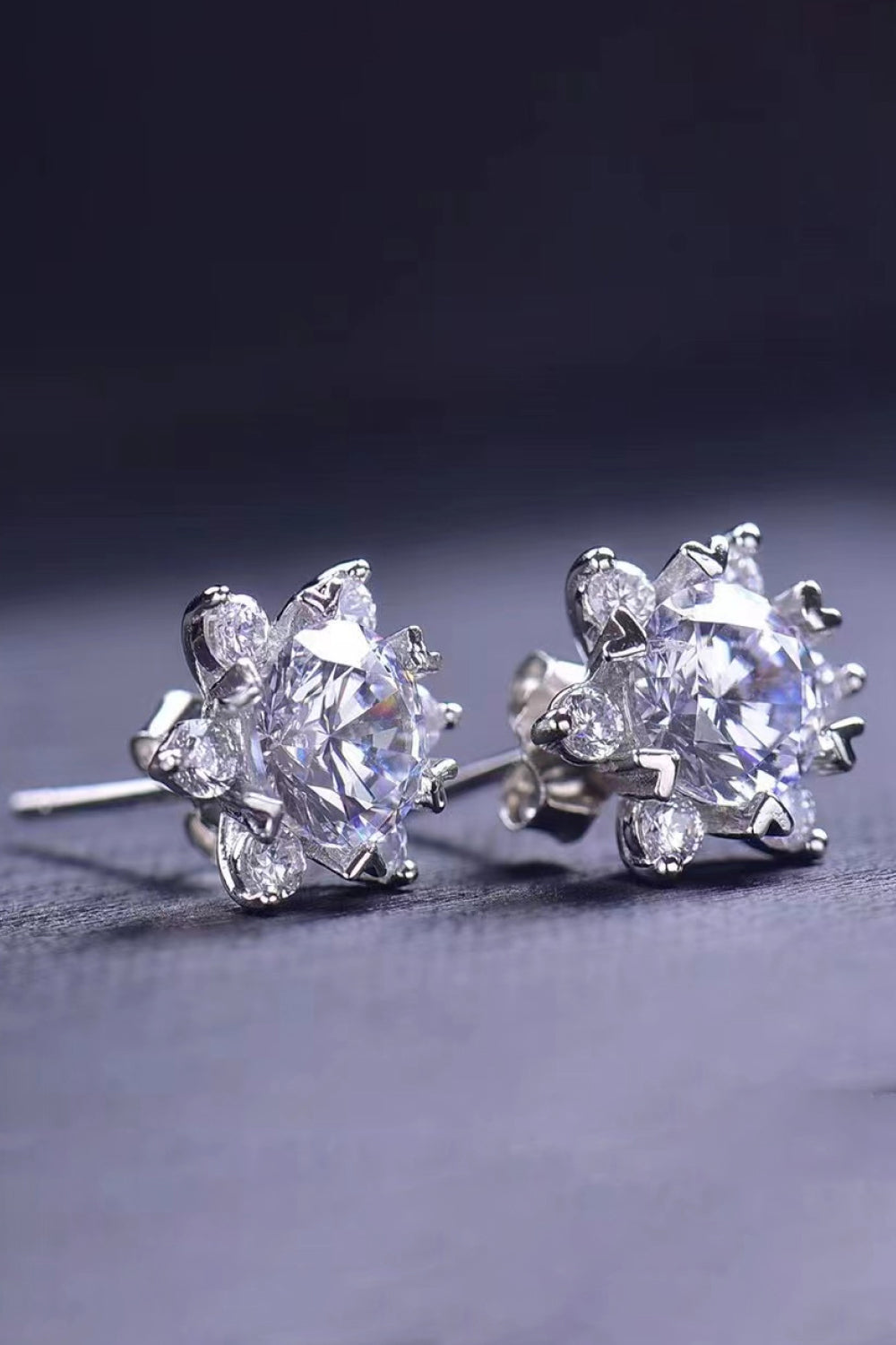 Floral Stud Moissanite Earrings
