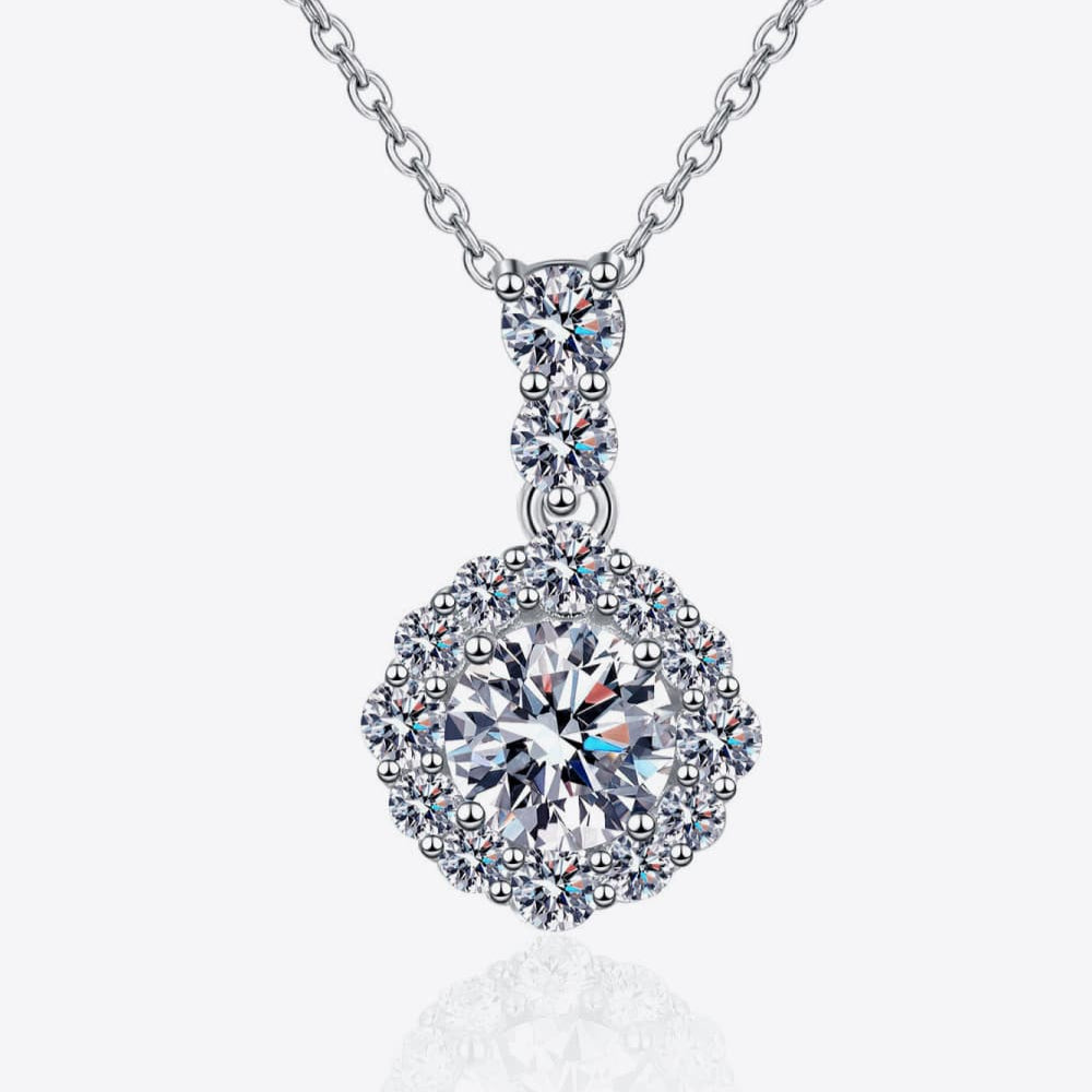 Brilliant Bloom Moissanite Pendant Silver Necklace