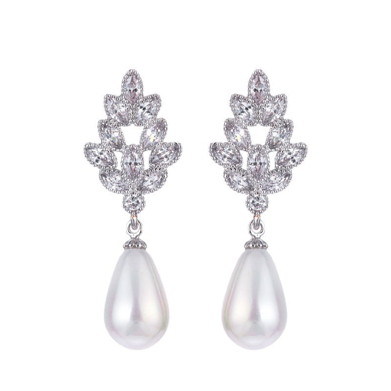White Gold-plated Pearl Drop Earrings