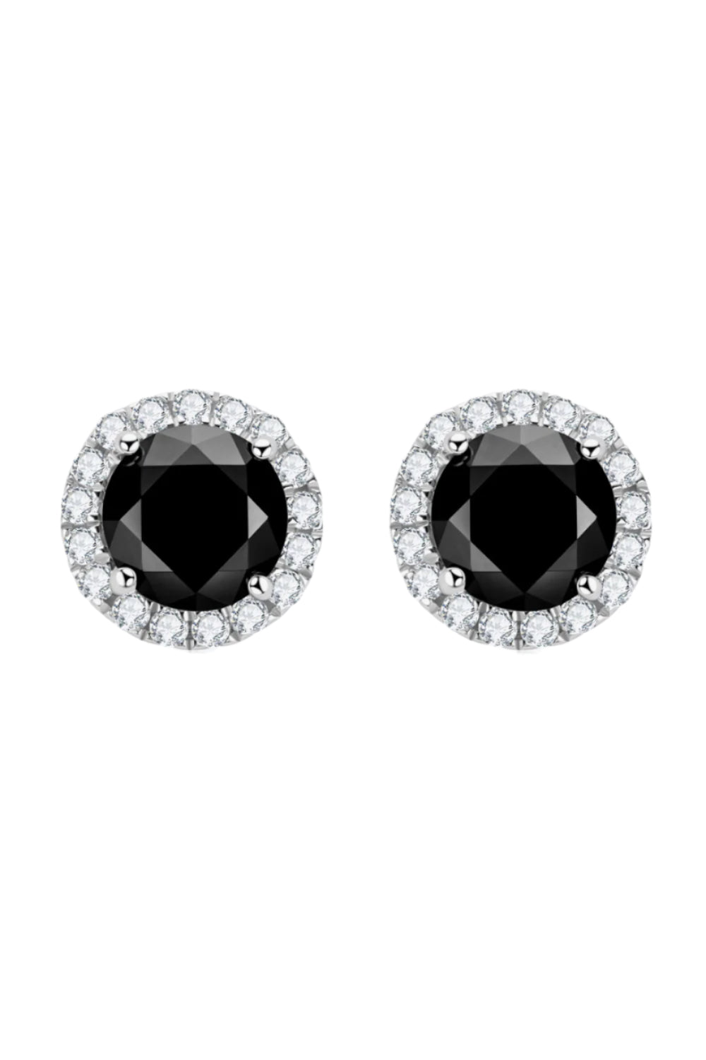Black Moissanite Stud Earrings with Zircon Accents