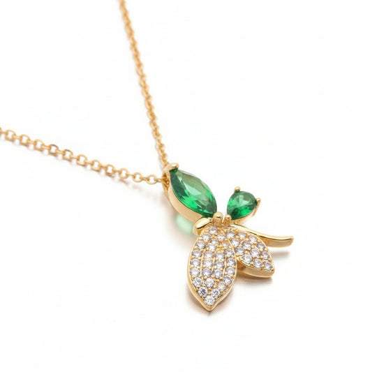 Golden Chrysalis Cubic Zirconia Necklace