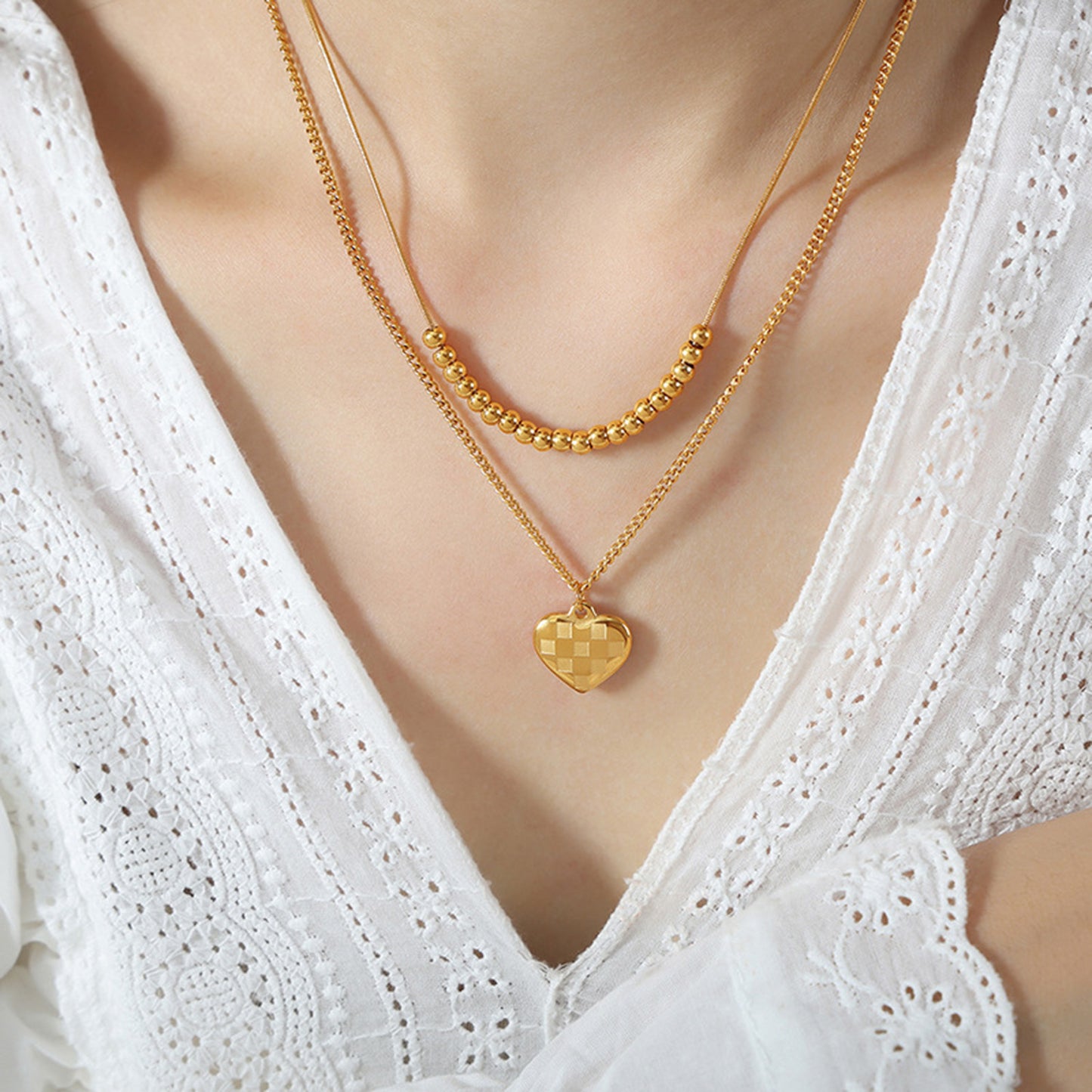 Heart Pendant Double-Layer Fashion Necklace