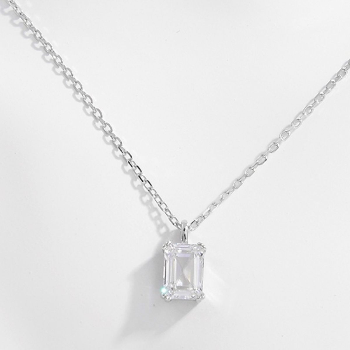 Gracelyn Emerald Cut Zircon Necklace 925 Sterling Silver