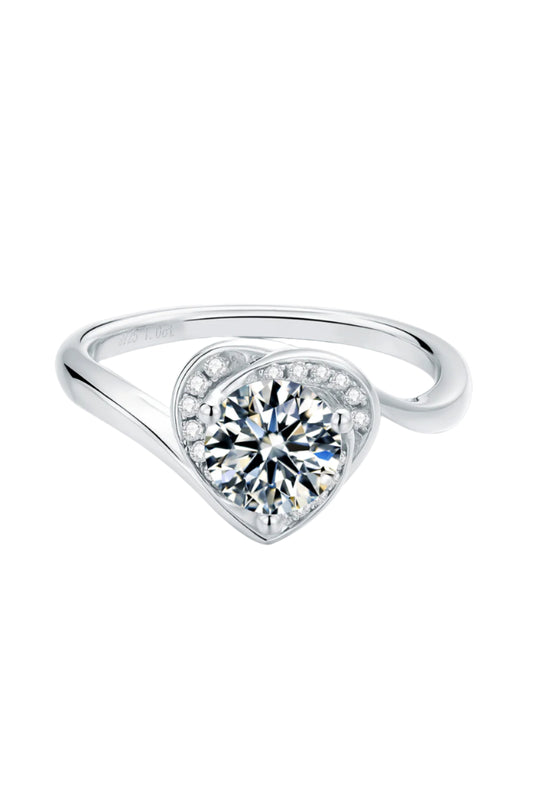 Heart Throb 1 Carat Moissanite 925 Sterling Silver Ring