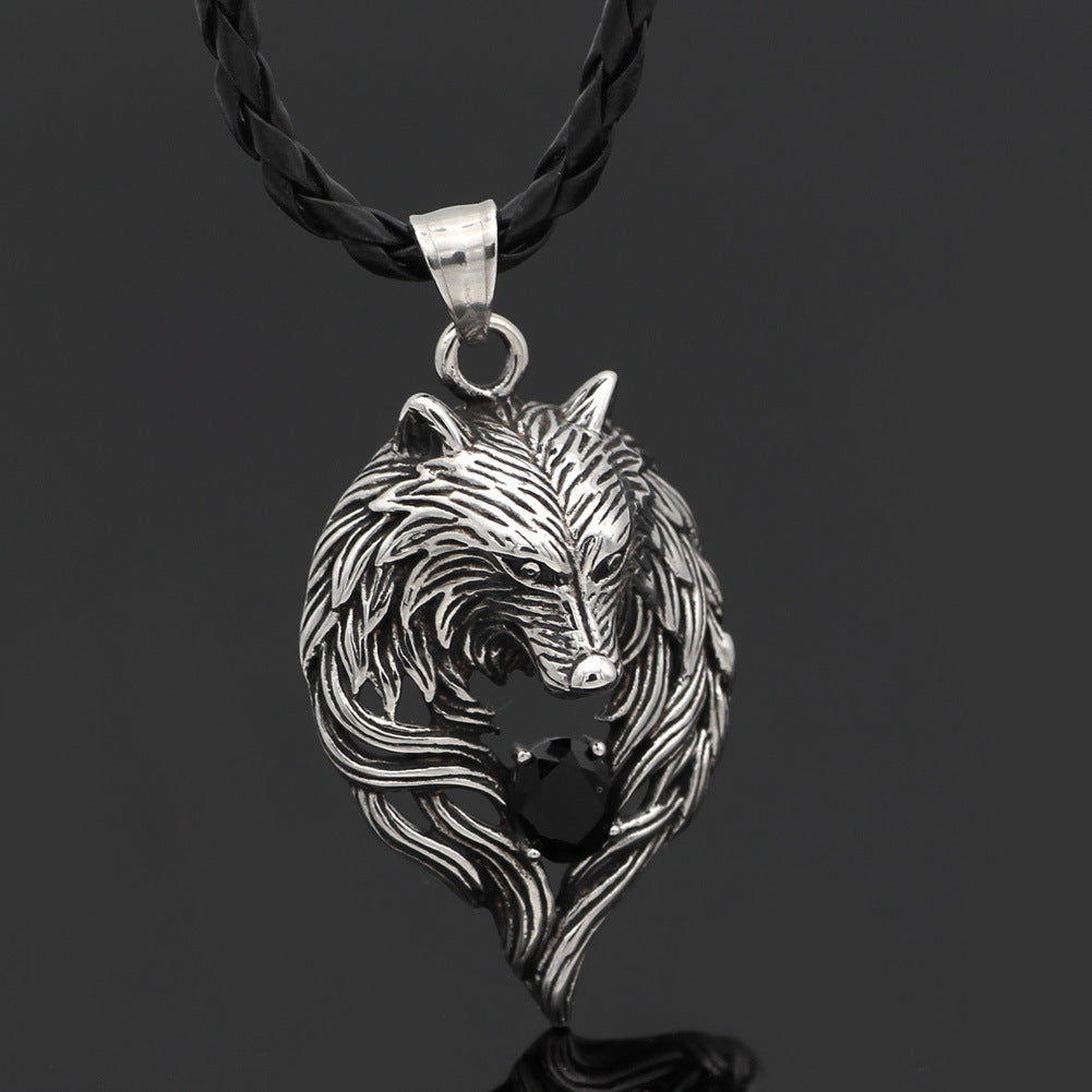 Celtic Wolf Titanium Steel Pendant Necklace