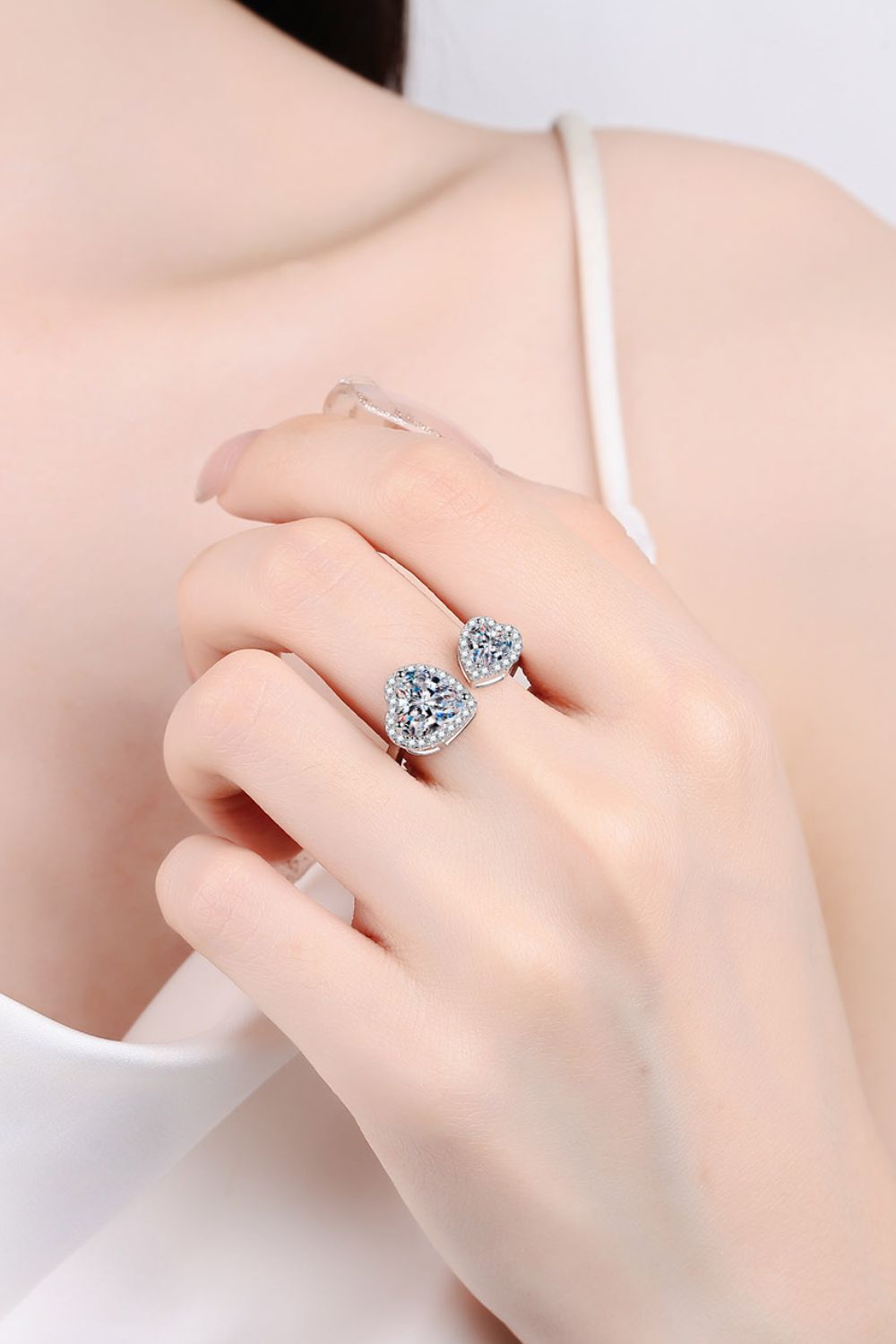 The Open Heart  Moissanite Ring