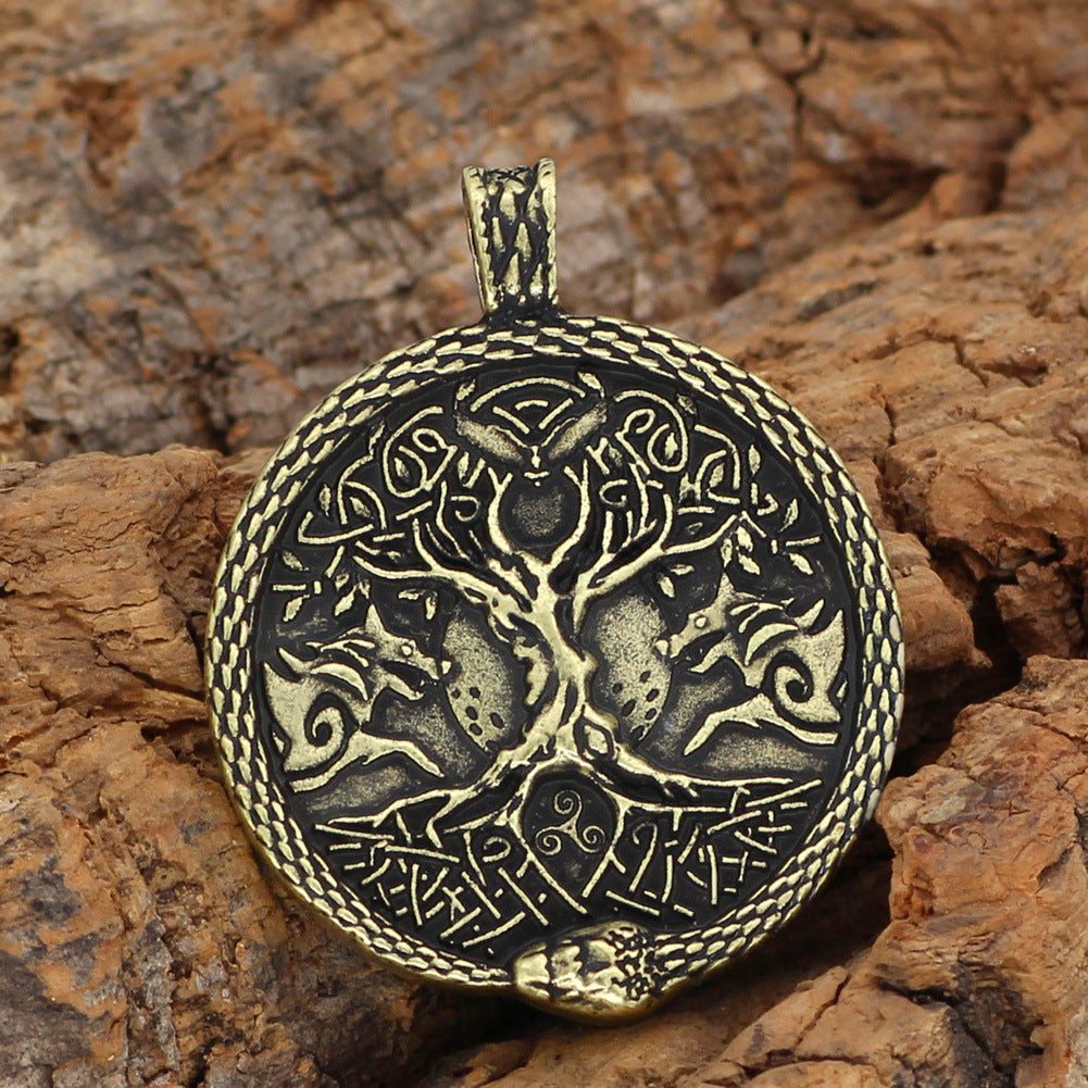 Viking Pendant Double Sided Wolf Necklace