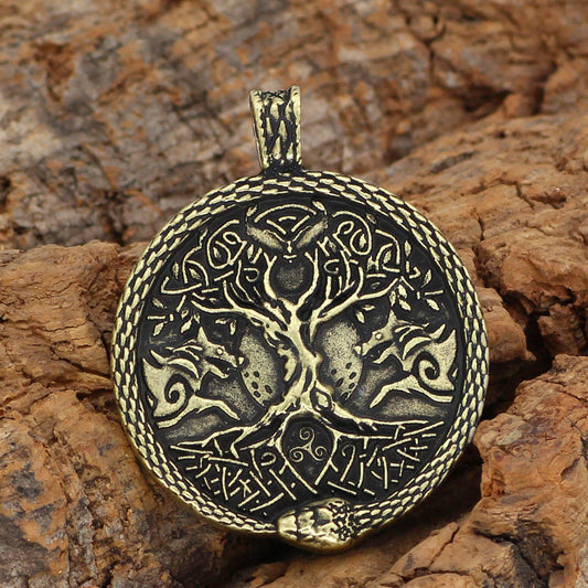 Viking Pendant Double Sided Wolf Necklace