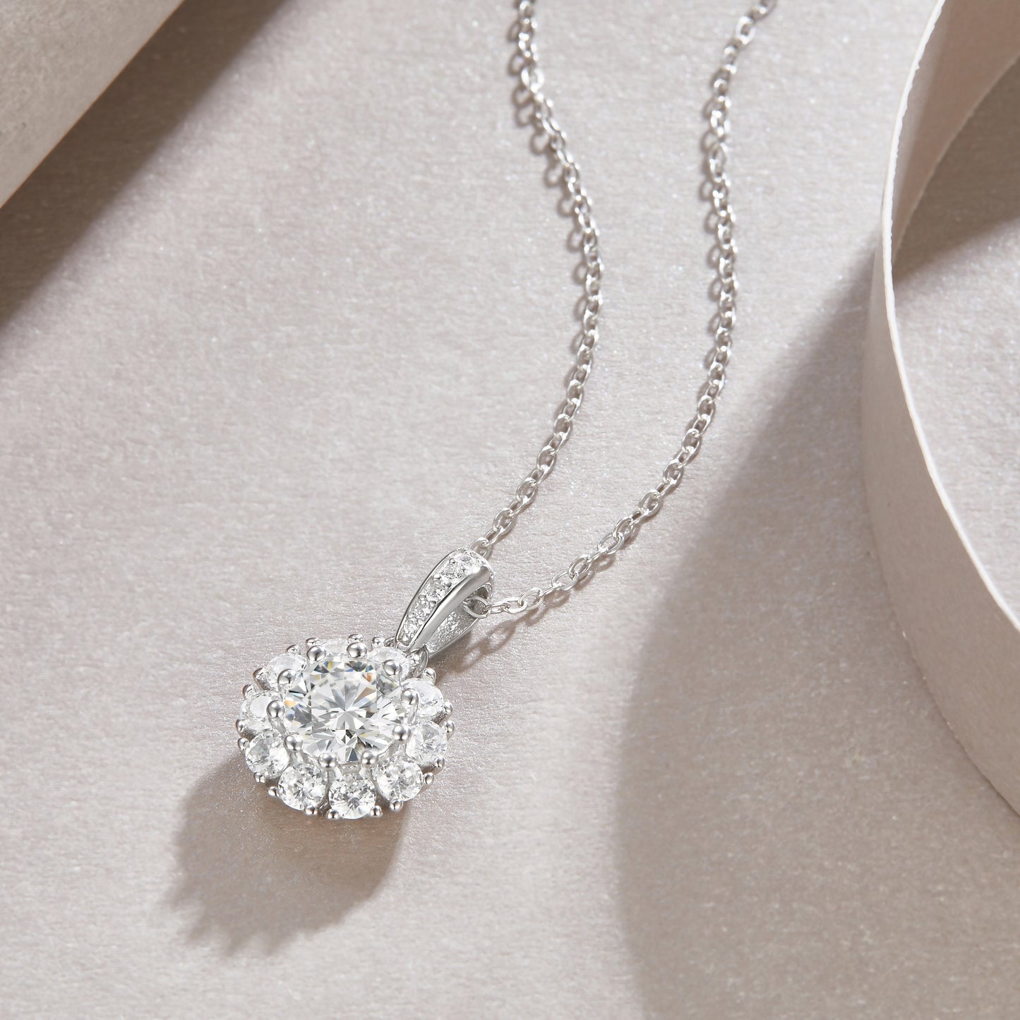 Midnight Blossom Necklace -  1K Moissanite S925 and Platinum Plating