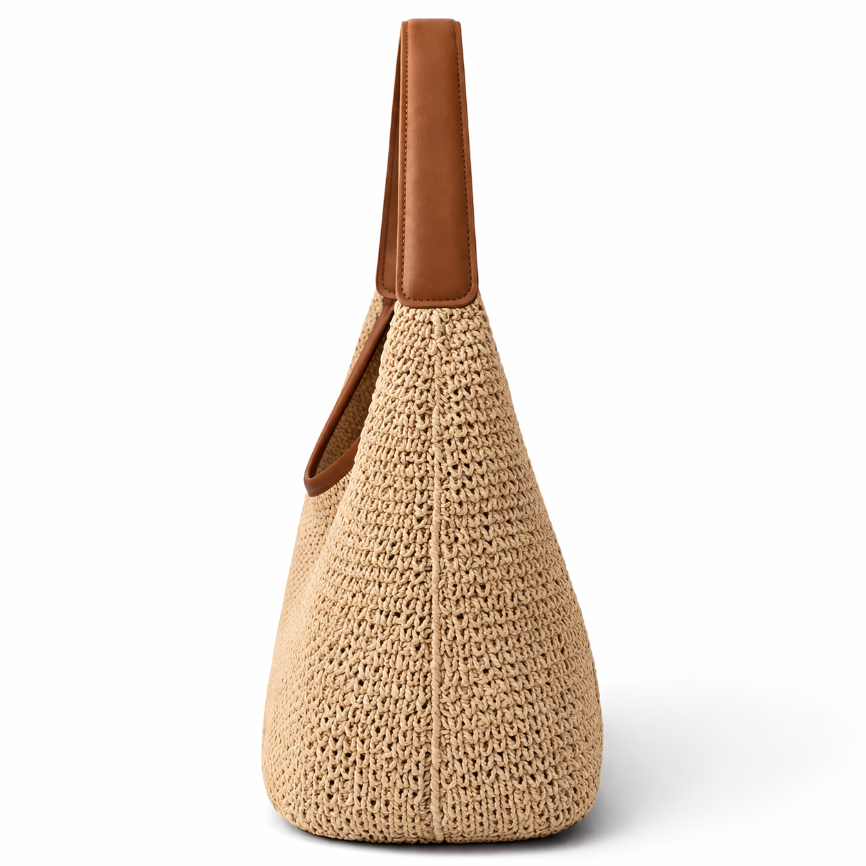 Hobo Straw Handbag with Leather Strap